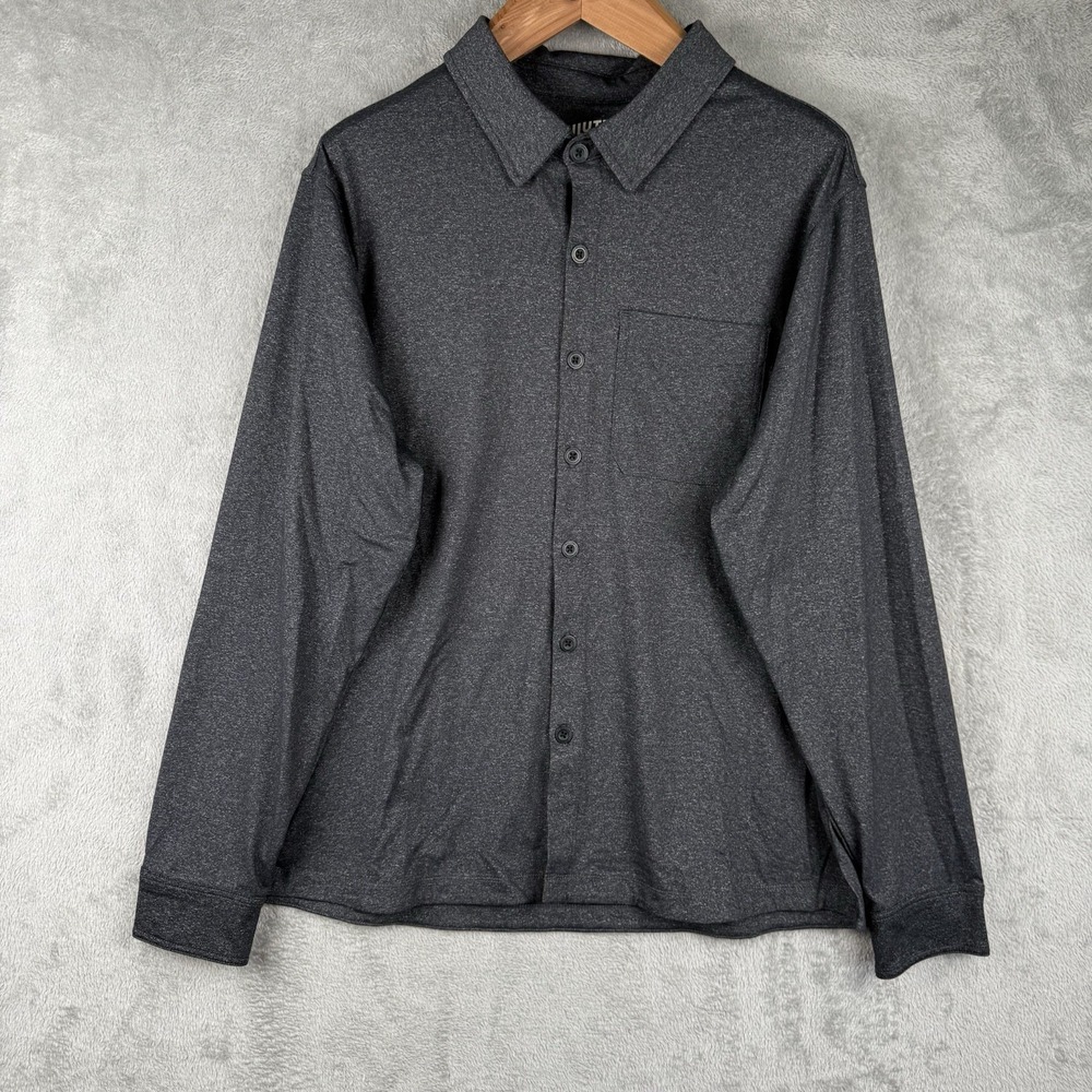 Duluth Trading Co Powercord Standard Fit Button Up Mens XL Charcoal Gray Stretch